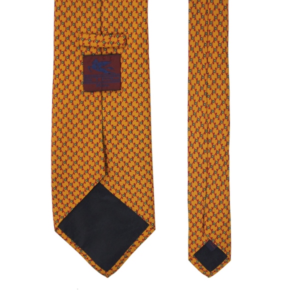 Etro Orange Geometric Print 100% Silk Tie - Picture 2 of 3